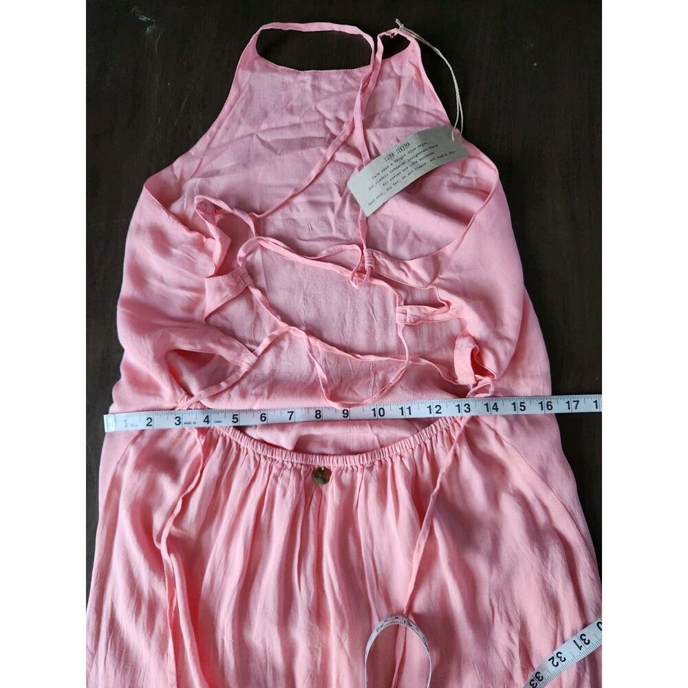 Nwt Luna Serena Handmade Boho Pink Maxi Dress Lace Up Back M Read!! - Picture 7 of 10